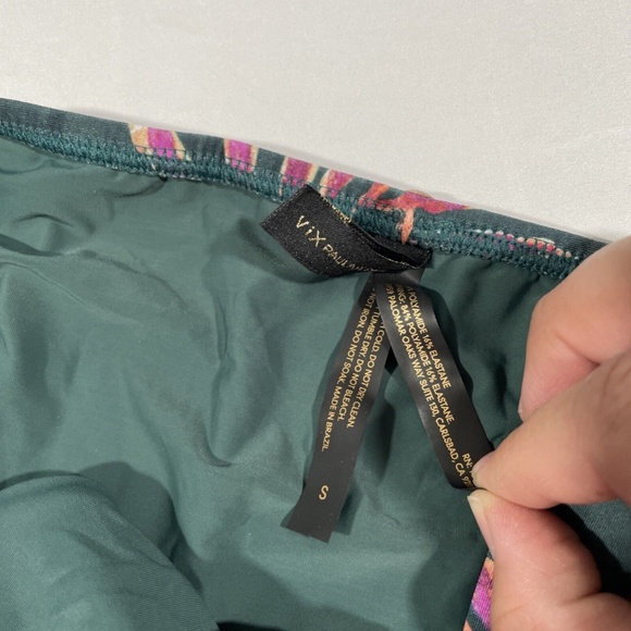 NEW ViX [ Small‎ ] Leaves Loop Bikini Bottom in Green/ Pink - Picture 11 of 12